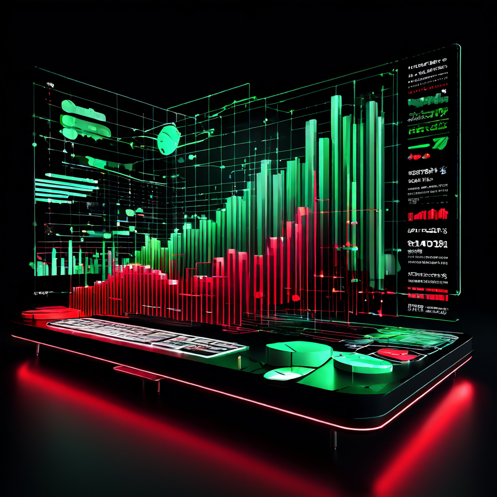 자동화된 디지털 필터 시스템이 금융 데이터 요청을 처리하며, 승인된 항목과 거부된 항목이 각각의 경제 그래프와 핵심 원칙 다이어그램으로 흘러가는 모습을 묘사한 개념도입니다.
