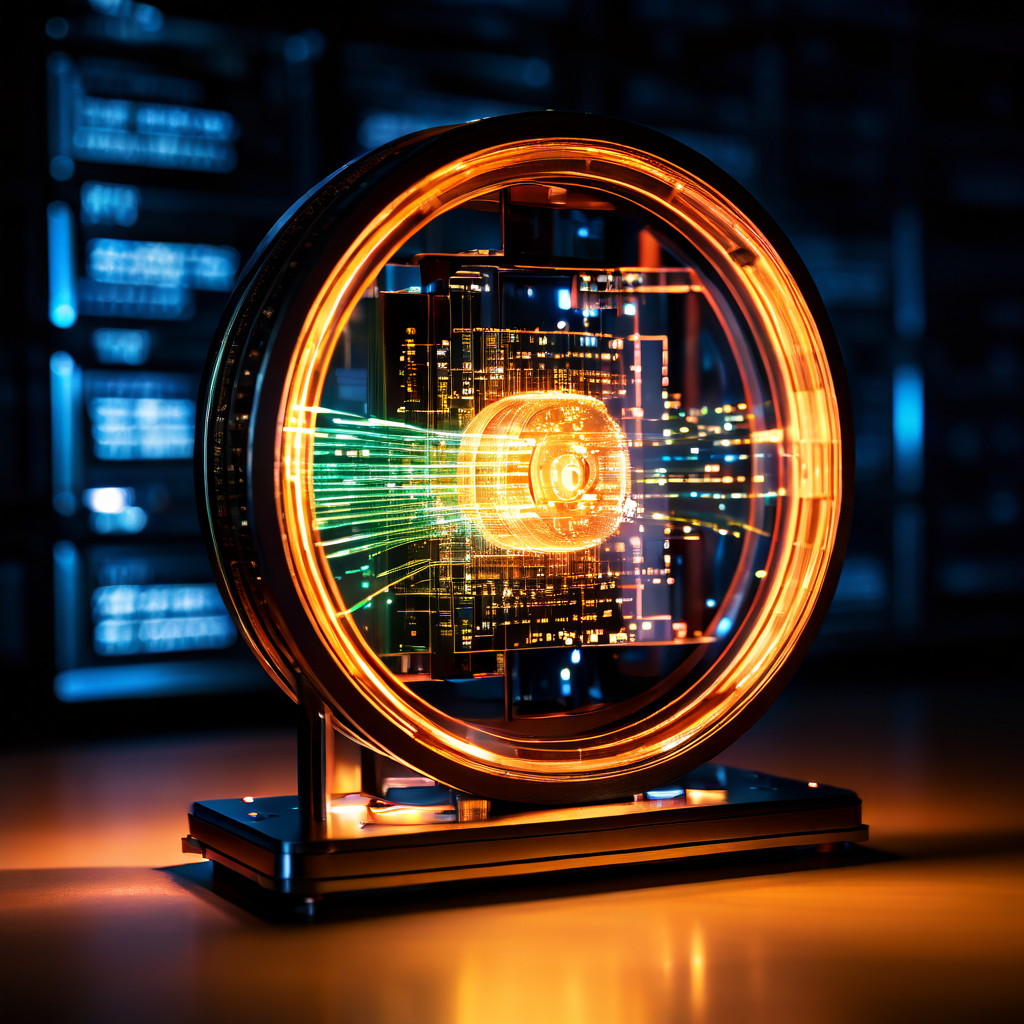 데이터베이스의 빛나는 핵심 코어에서 카메라가 정확한 상태를 스냅샷으로 포착하여 그 데이터 구조를 내구성 있는 디스크에 저장하는 과정을 개념적으로 묘사한 일러스트레이션입니다.