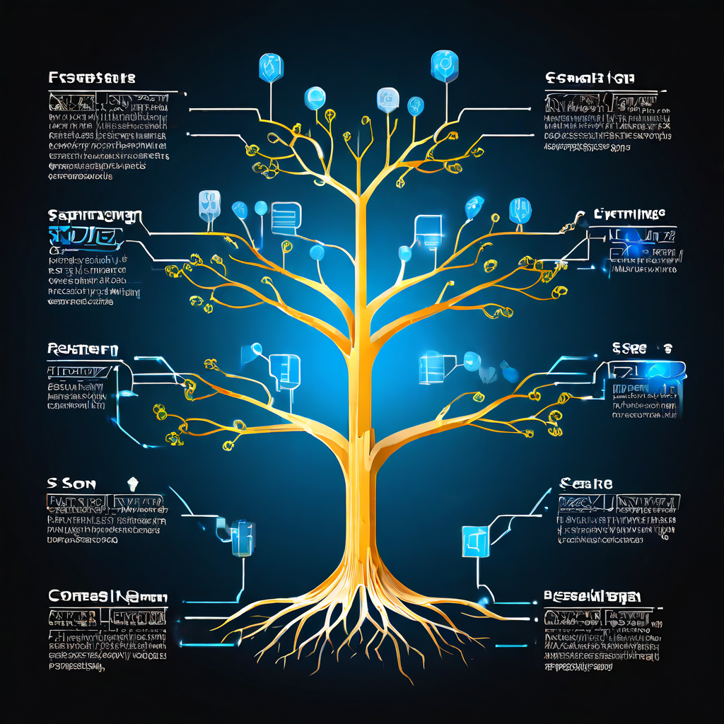 안정적인 비즈니스 운영을 위해 필수적인 하위 호환성을 상징하며, 현대적인 분기와 레거시 분기가 모두 안정적으로 연결된 데이터베이스 스키마의 분기 구조를 보여주는 이미지입니다.