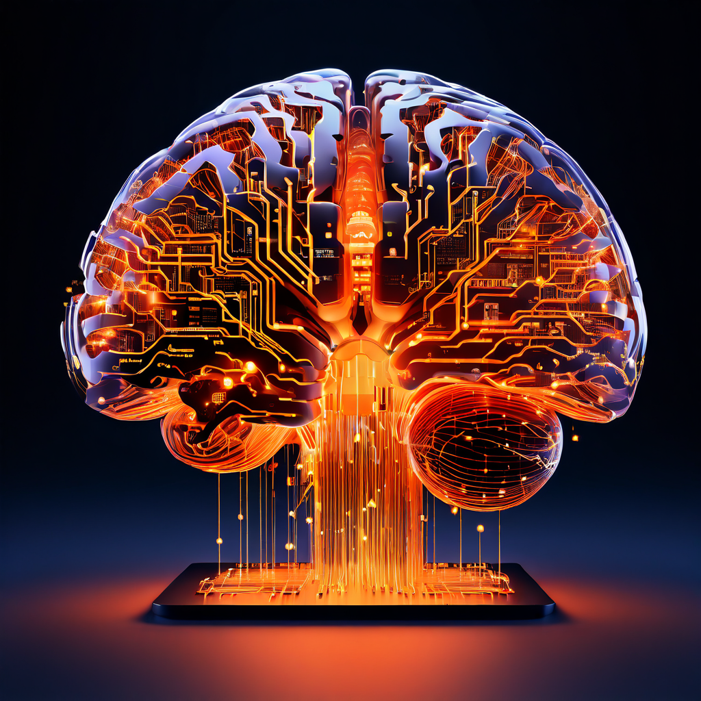 기술 구현 시 발생하는 인지 부하의 차이를 보여주는 이미지로, 복잡한 디지털 뇌와 빽빽한 데이터 흐름이 직관적인 단순 인터페이스와 대비를 이루고 있습니다.