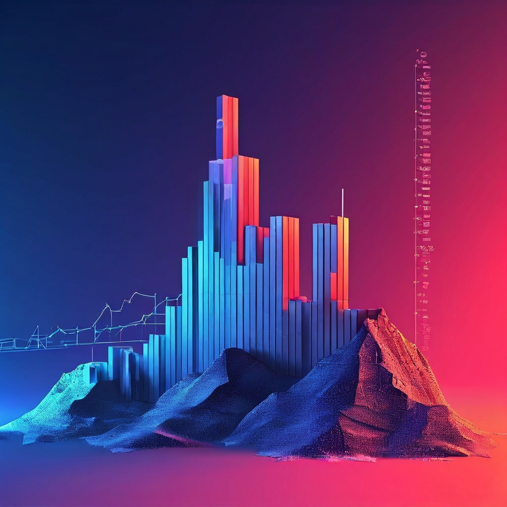 단기간의 높은 홍보 비용 곡선이 빠르게 하락하며 데이터 블록으로 쌓인 장기적 자산 가치의 완만한 상승 곡선으로 전환되는 마케팅 투자 대비 효과 모델을 시각화한 그래프입니다.