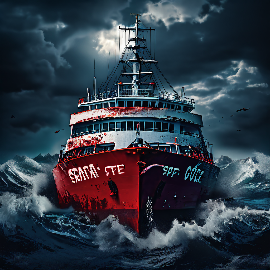 서비스 장애를 겪는 기업을 '서비스'라고 적힌 침몰하는 배에 비유한 이미지로, 갑작스러운 운영 중단과 재정적 위기를 맞은 비즈니스의 어려움을 상징적으로 표현하고 있습니다.