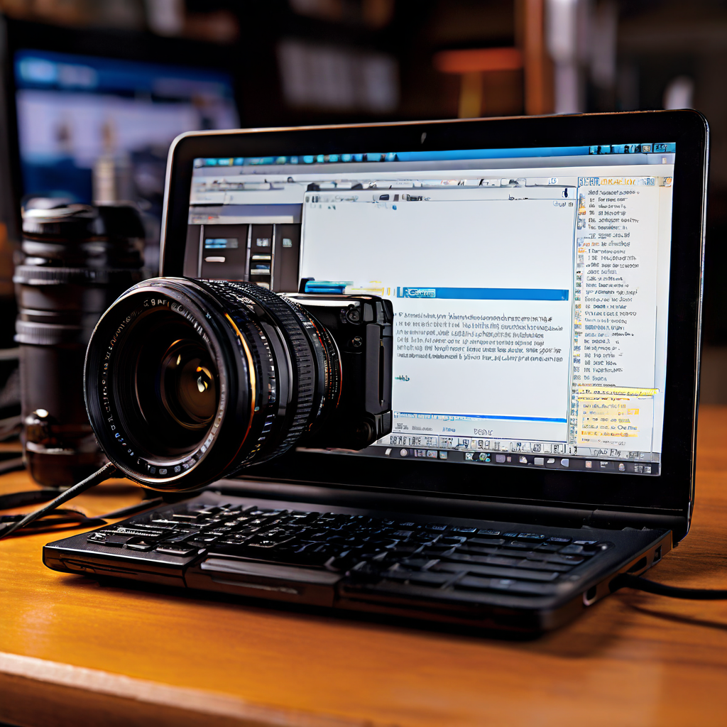 A close-up photo of a laptop keyboard and trackpad with a hand gently touching the surface, next to a blurred background showing s